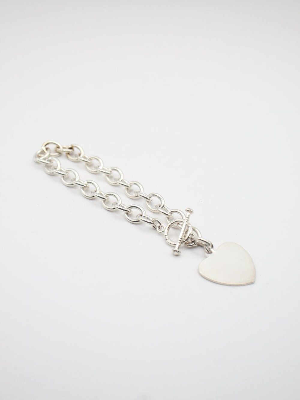 Silver Plated Y2K Heart Toggle Chain Bracelet